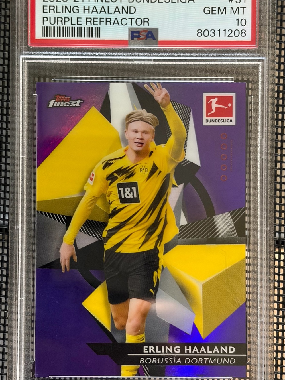 🔥 2020 Topps Finest ERLING HAALAND Purple Refractor PSA 10 55/250